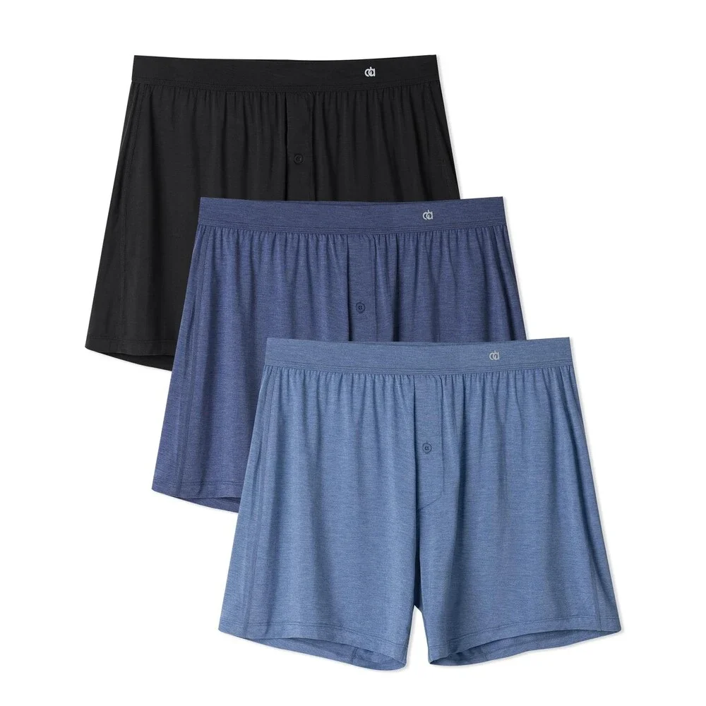 DAVID Men's Navy Blue ARCHY Boxer Shorts Bamboo Rayon Breathable Men Loose XL